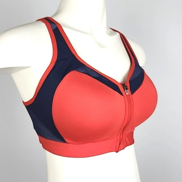 Champion Women's High Motion Control Impact Front Zip Red Blue Sports Bra Size M - Picture 2 of 15